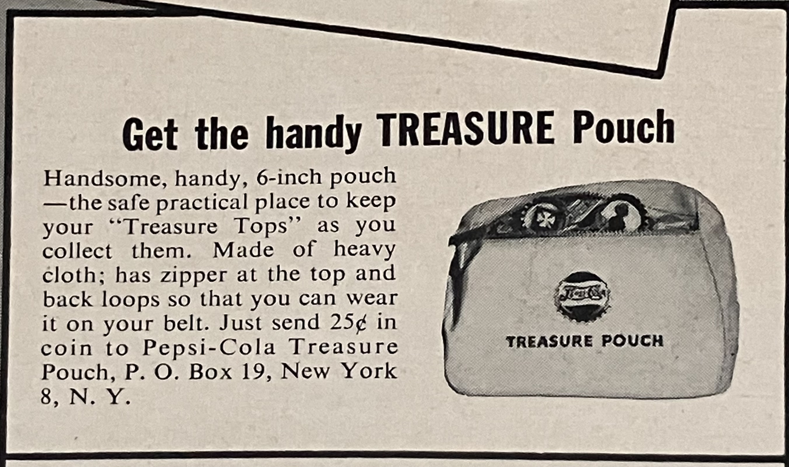 print ad's offer for a Treasure Pouch